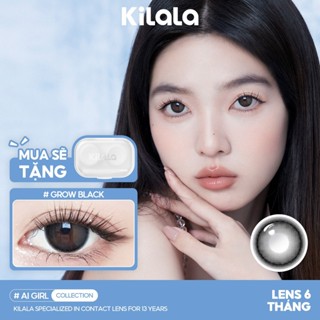 Kính áp tròng Kilala màu đen Grow Black lens cận 6 tháng DIA 14.2mm có độ (0-8) 1 cặp