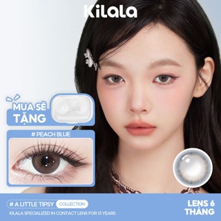Kính áp tròng Kilala màu lam Peach Blue lens cận 6 tháng DIA 14.2mm có độ (0-8) 1 cặp