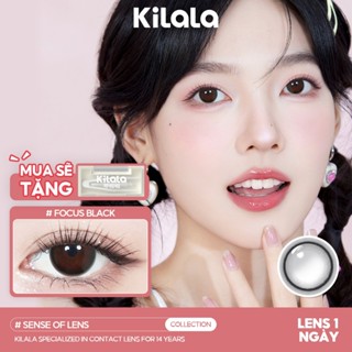  10 chiếc Kính áp tròng Kilala màu đen Focus Black lens cận 1 ngày DIA 14.0mm có độ  0-8  
