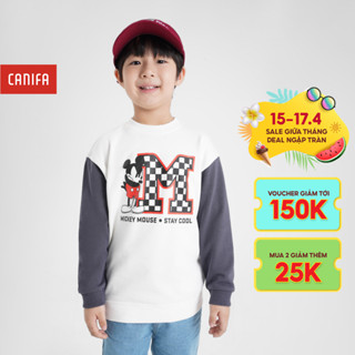 Áo nỉ bé trai CANIFA dài tay phối màu in hình Mickey 2TW24W006