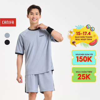 Bộ quần áo active nam CANIFA cộc tay phối màu quần short 8ST24S002