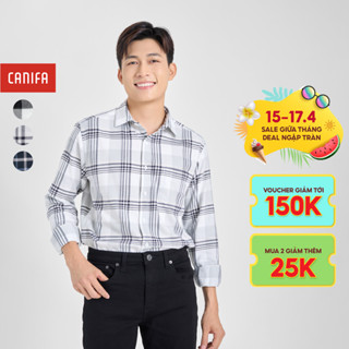 Áo sơ mi nam CANIFA chất liệu cotton USA flannel họa tiết kẻ 8TH24W004