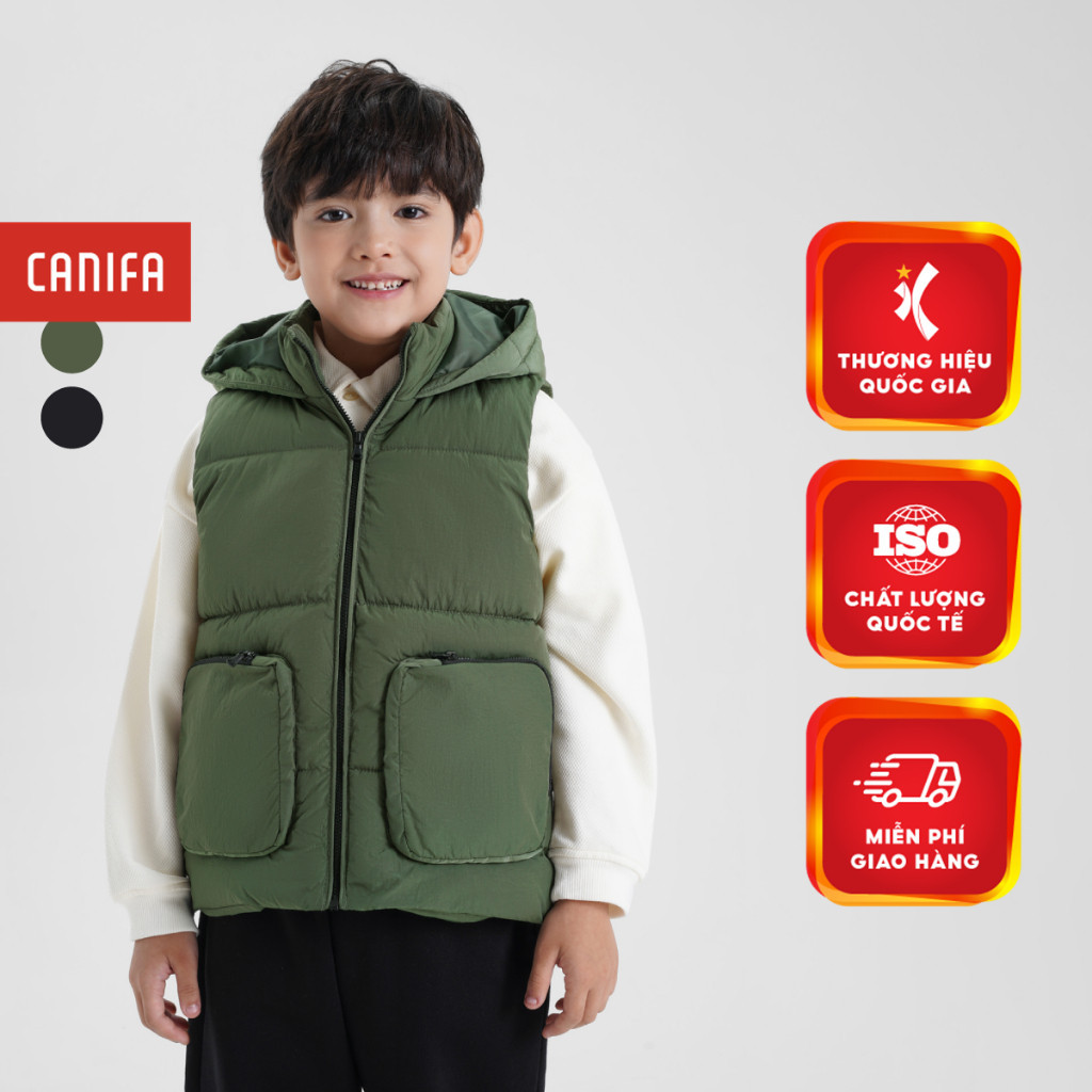 Áo khoác gilet chần bông bé trai CANIFA không tay siêu nhẹ siêu ấm 2OT24C006