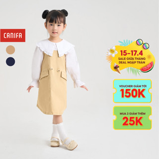 Váy liền bé gái CANIFA giả yếm phối sơ mi cổ bèo 1DS24C017