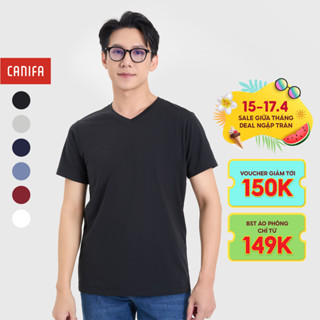 Áo phông nam CANIFA cộc tay cổ tim đáng cơ bản 8TS25A001