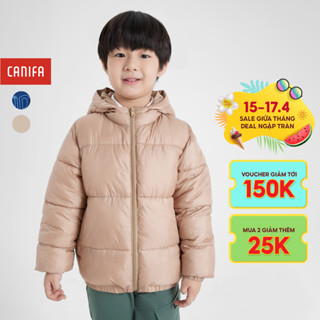 Áo khoác chần bông bé trai CANIFA ba lớp dài tay có túi và mũ 2OT24W004