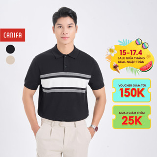 Áo len polo nam CANIFA cộc tay phối line trước ngực 8TE24W014