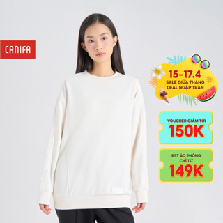Áo nỉ nữ CANIFA cổ tròn dài tay kiểu dáng basic 6TW24W005