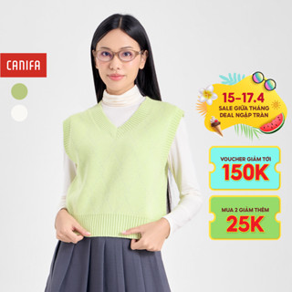 Áo len gilet nữ CANIFA cổ tim phối họa tiết 6TE24W011