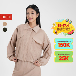Áo khoác gió nữ CANIFA dài tay hai lớp cổ bẻ 6OT24W005