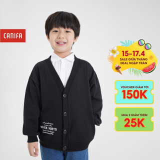 Áo khoác bé trai CANIFA dáng cardigan dài tay có cổ V có hình in 2OT24W012