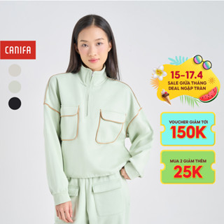 Áo nỉ nữ CANIFA dài tay có túi ngực cổ kéo khoá 6TW24W008