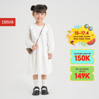 Váy liền bé gái CANIFA dài tay cổ bèo 1DS24W007