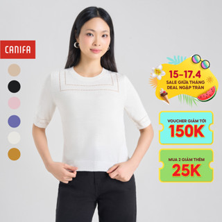 Áo len nữ CANIFA cộc tay cổ tròn 6TE24W001