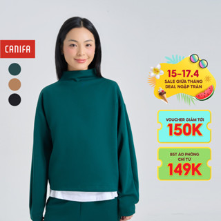 Áo nỉ nữ CANIFA cổ lửng dài tay dáng relax 6TW24W003