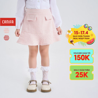 Chân váy dạ bé gái CANIFA dáng xòe họa tiết kẻ 1KS24W003
