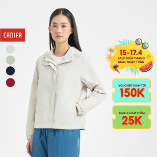 Áo khoác gió nữ CANIFA hai lớp có mũ kéo khóa 6OT24W002