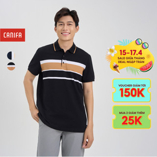 Áo polo nam CANIFA  dệt kẻ thân phom dáng thoải mái vừa vặn 8TP24C003