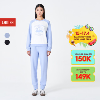 Đồ bộ nỉ nữ CANIFA áo dài tay quần dài phối màu 6ST23W003