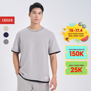 Áo phông nam CANIFA cổ tròn cộc tay phối viền 8TS24W004