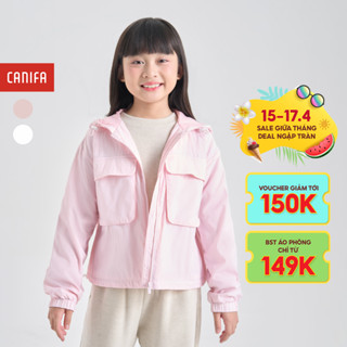 Áo khoác gió bé gái CANIFA dài tay có mũ có túi hộp 1OT24W001