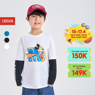 Áo phông bé trai CANIFA dài tay phối màu hình in nhân vật Mickey 2TL24W003