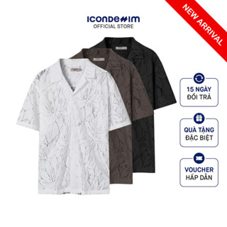 Áo Sơ Mi Cuban Nam Tay Ngắn Vải Dệt Lưới Crochet Lace Form Relax SMID0285
