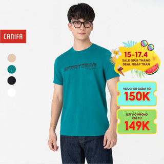 Áo phông nam CANIFA áo thun chất liệu cotton pha cổ tròn tay cộc 8TS23S008
