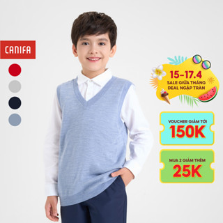 Áo gilet len bé trai CANIFA dáng basic cổ V 2TE24W005