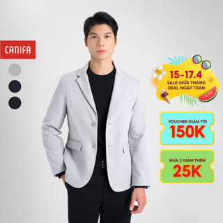 Áo khoác blazer nam CANIFA dài tay cổ vest sang trọng 8OT24W017