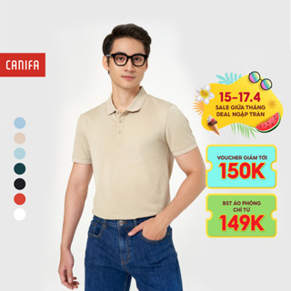 Áo polo nam CANIFA chất liệu cafe pha, cổ đức tay cộc 8TP23A004