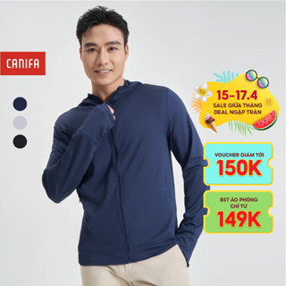 Áo chống nắng nam mát lạnh CANIFA chất liệu polyester co giãn có mũ kéo khoá 2025 8OT24S001