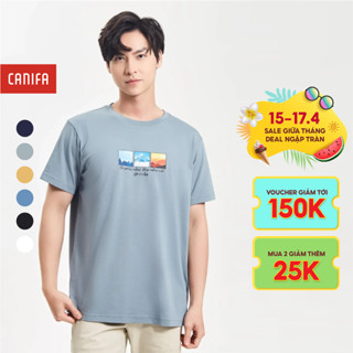 Áo phông nam CANIFA áo thun cộc tay cổ tròn có hình in có hình in 8TS24S001