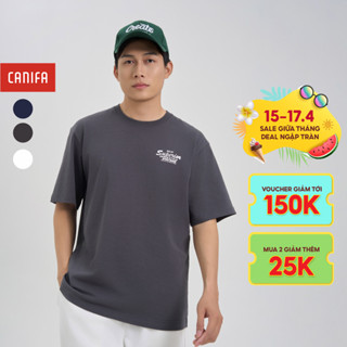 Áo phông nam CANIFA chất liệu cotton USA dáng rộng in chữ 8TS24C005