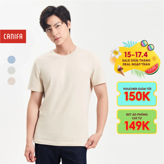 Áo phông nam CANIFA áo thun basic cộc tay chất liệu cotton pha 8TS24A004