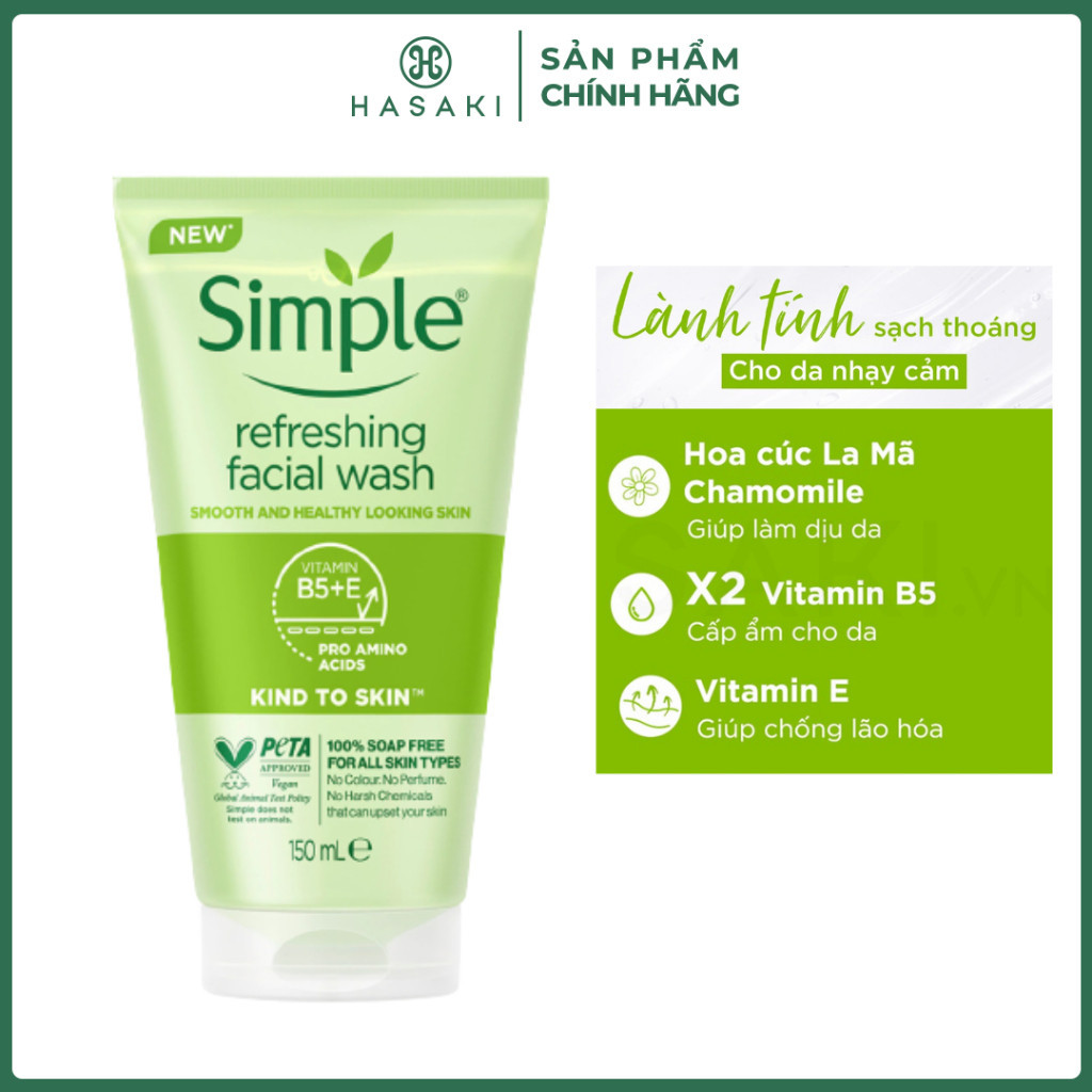 [DAILY] Sữa Rửa Mặt Simple Giúp Da Sạch Thoáng 150ml Hasaki Sản Phẩm Chính Hãng
