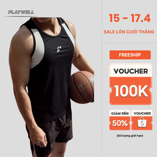 Áo thun ba lỗ phối lưới thể thao nam Playwell 72311