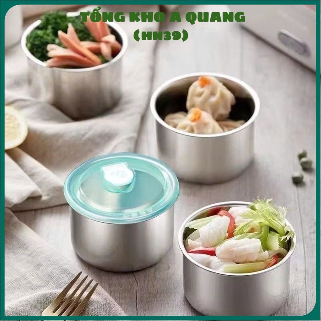 Hộp Đựng Thực Phẩm Tròn Inox 304 Không Gỉ Có Nắp Đậy Bảo Quản Thực Phẩm Tiện Lợi,  HỘP ĐỰNG ĐỒ ĂN - 