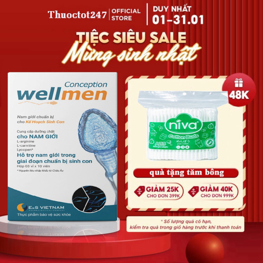 Bổ Tinh Trùng Wellmen Conception E&S vietnam - Tăng chất lượng tinh trùng, cải thiện sức khỏe nam gi