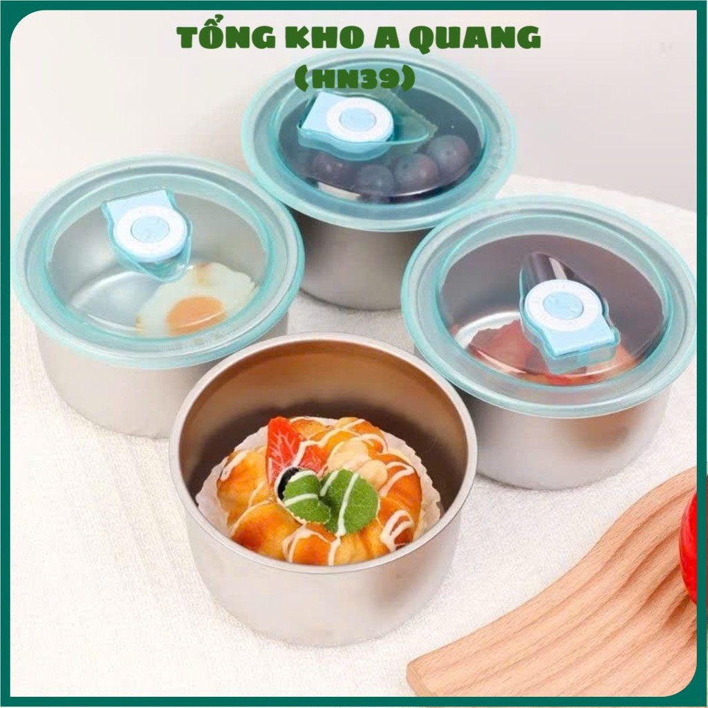Hộp Đựng Thực Phẩm Tròn Inox 304 Không Gỉ Có Nắp Đậy Bảo Quản Thực Phẩm Tiện Lợi,  HỘP ĐỰNG ĐỒ ĂN - 