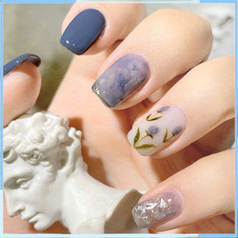 Nailbox, Móng tay giả ngắn LK13369, Nail box ngắn, Mẫu nail ngắn đơn giản đi học đi làm Pinky Nail