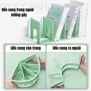 Giá Đựng Sách 4 Ngăn, Kệ Đựng Tài Liệu Nhựa Cứng, Màu Pastel Đẹp Mắt - Để Bàn Đựng Đồ Trang Trí Decor