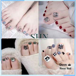  Nailbox Móng chân giả Nail chân Bộ 24 móng chân giả đính đá Queen House Nail 