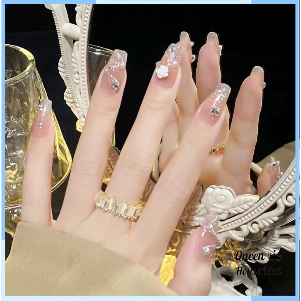 Nailbox, Móng tay giả đính đá sang chảnh DZ257, Bộ 24 móng giả đẹp, Nailbox, Nail xinh