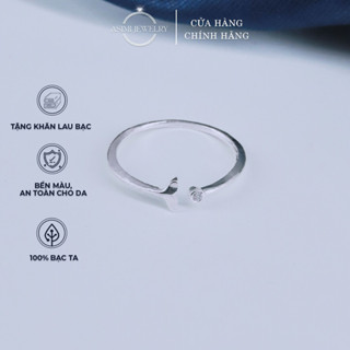 Nhẫn bạc nữ S925 hình dáng đuôi cá Asmi, Nhẫn bạc sang trọng khắc tỉ mỉ freesize đơn giản Rear Ring NA10