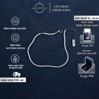 Lắc chân bạc 925 dây suông bảng chữ nhật Asimi, vòng chân dây trơn nư tính tối giản LC04