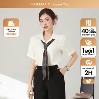 Áo sơ mi nữ giấu nút màu hồng - trắng vải lụa dày dặn mềm mịn mát công sở thời trang GUMAC LAF0339