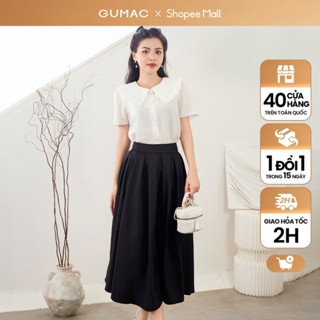 Chân váy nữ dáng A dài thiết kế xếp ly màu đỏ - đen thời trang GUMAC LVE1001