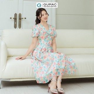 Đầm nữ GUMAC A chiết ly eo  DD08059