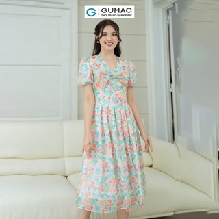 Đầm nữ GUMAC A chiết ly eo  DD08059